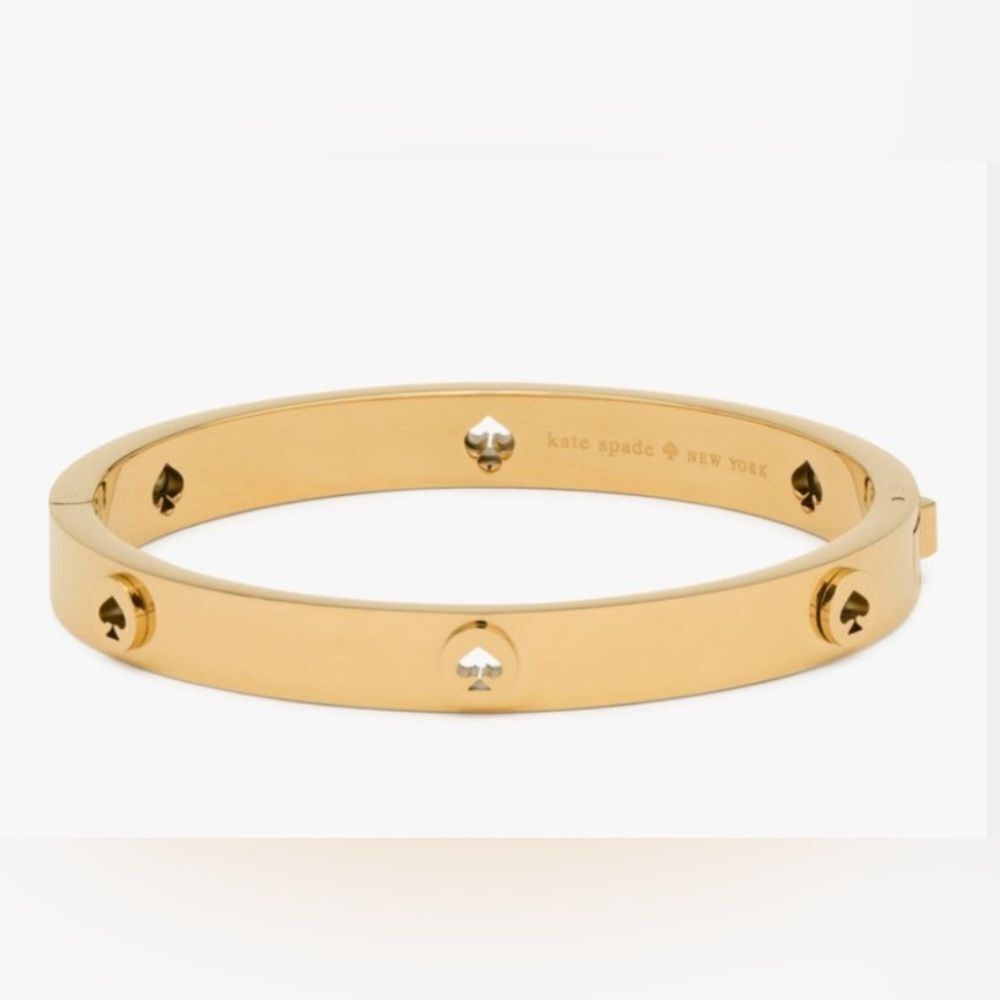 Kate Spade New York Gold Spot the Spade Hinged Bangle Bracelet NWT